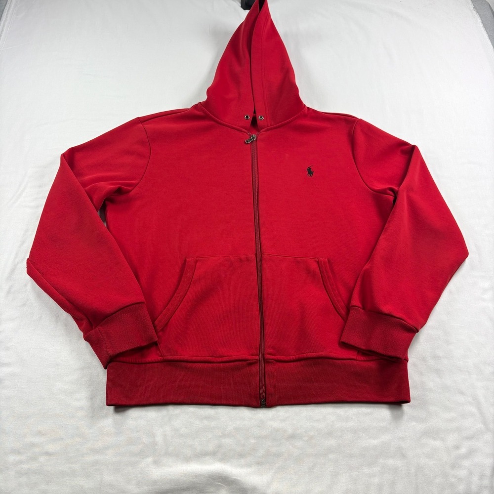 Polo Ralph Lauren Hoodie Mens Medium Red Full Zip Casual Jacket